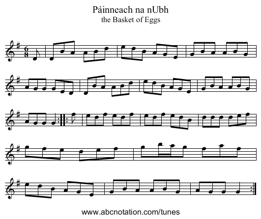 P&aacute;inneach na nUbh - staff notation