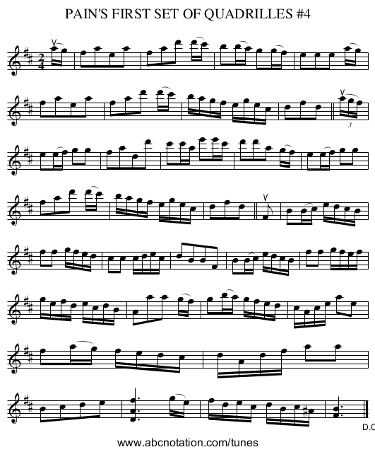 PAIN'S FIRST SET OF QUADRILLES #4 - staff notation
