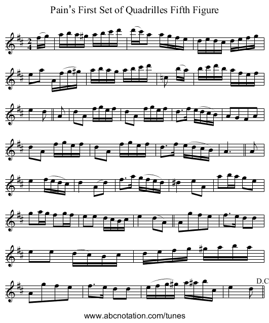 Pain’s First Set of Quadrilles Fifth Figure - staff notation