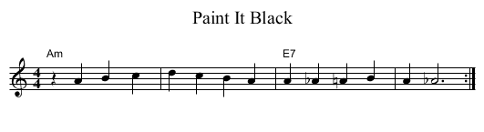 Paint It Black - staff notation