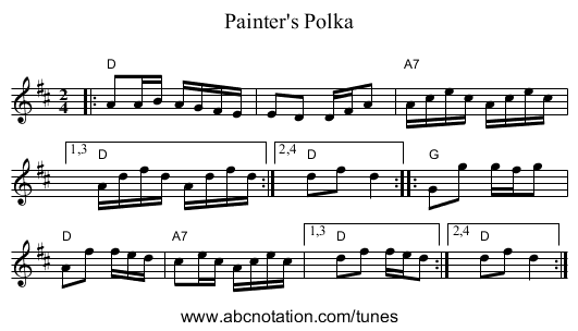 Painter's Polka - staff notation