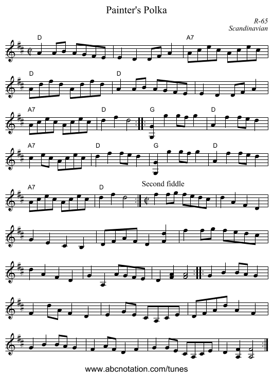 Painter's Polka - staff notation