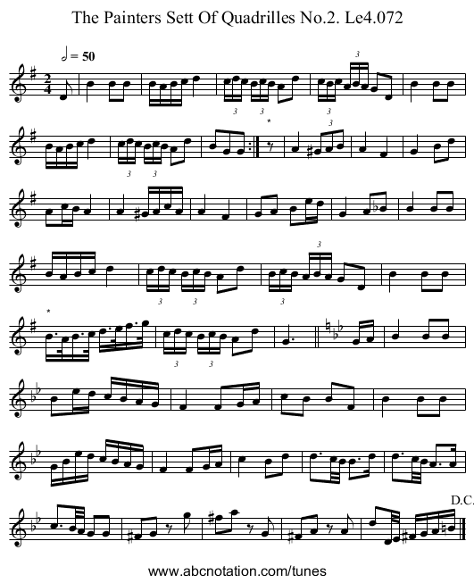 Painters Sett Of Quadrilles No.2. Le4.072, The - staff notation