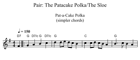 Pair: The Patacake Polka/The Sloe - staff notation