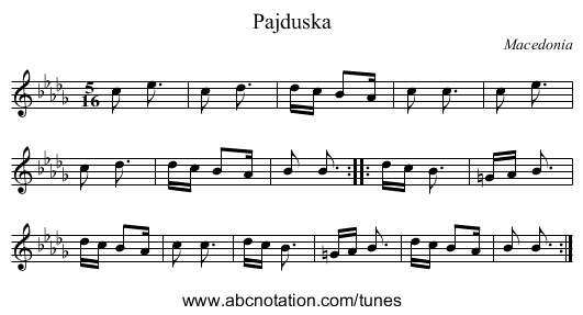 Pajduska - staff notation