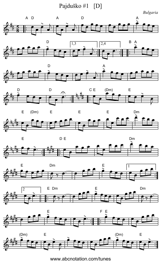 Pajdu&scaron;ko #1   [D] - staff notation