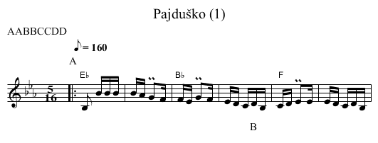 Pajdu&scaron;ko (1) - staff notation