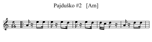 Pajdu&scaron;ko #2   [Am] - staff notation