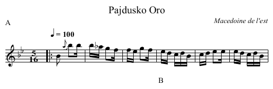 Pajdusko Oro - staff notation