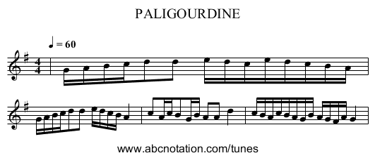 PALIGOURDINE - staff notation