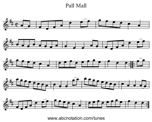 Pall Mall - staff notation