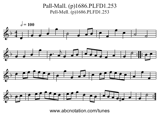 Pall-Mall. (p)1686.PLFD1.253 - staff notation