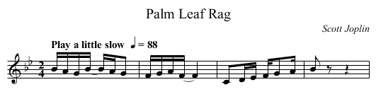 Palm Leaf Rag - staff notation