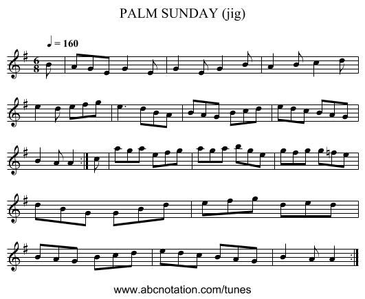 PALM SUNDAY (jig) - staff notation