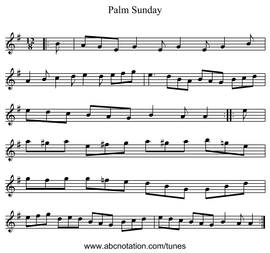 Palm Sunday - staff notation