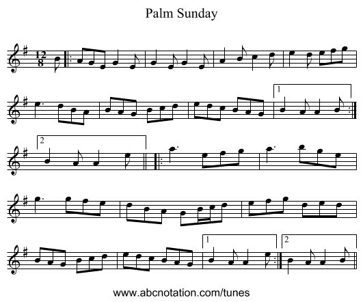 Palm Sunday - staff notation
