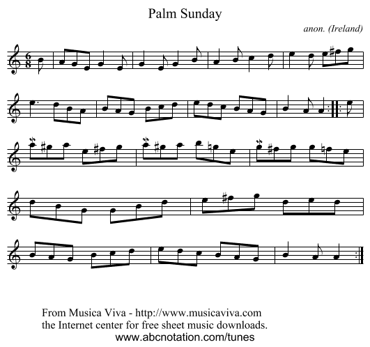 Palm Sunday - staff notation