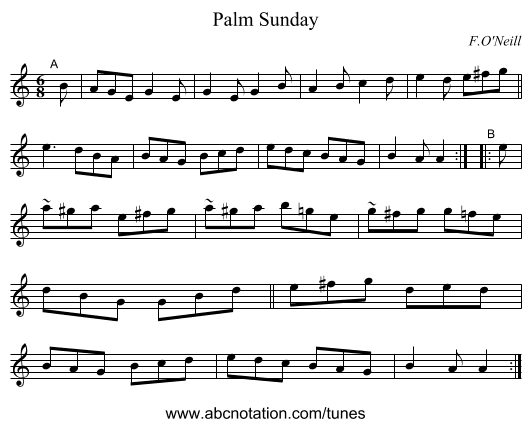 Palm Sunday - staff notation