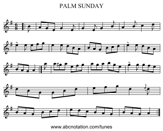 PALM SUNDAY - staff notation