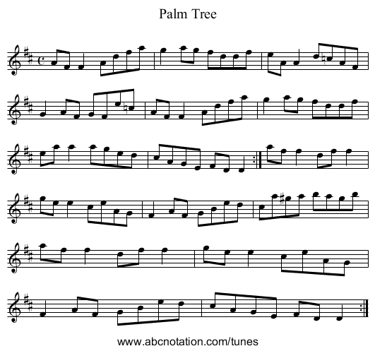 Palm Tree - staff notation
