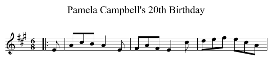 Pamela Campbell's 20th Birthday - staff notation