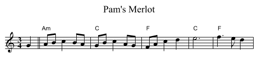Pam's Merlot - staff notation