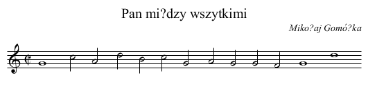 Pan mi?dzy wszytkimi - staff notation