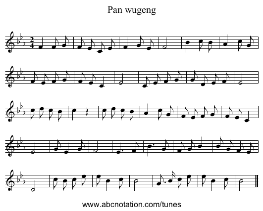 Pan wugeng - staff notation