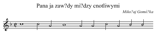Pana ja zaw?dy mi?dzy cnotliwymi - staff notation
