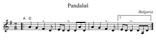 Pandala&scaron; - staff notation