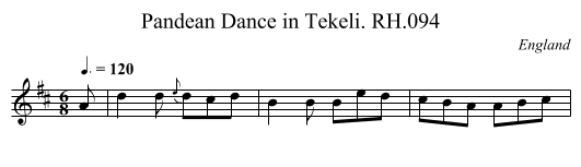 Pandean Dance in Tekeli. RH.094 - staff notation
