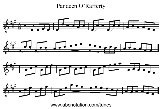Pandeen O’Rafferty - staff notation