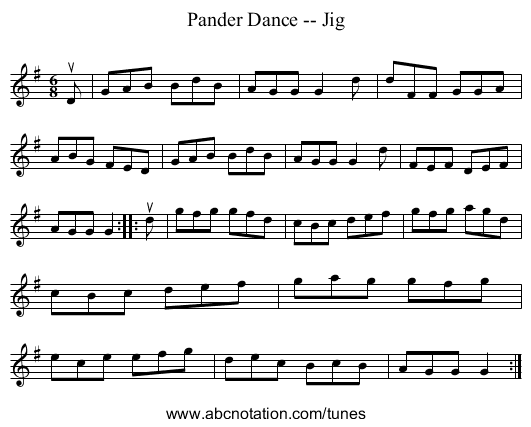 Pander Dance -- Jig - staff notation