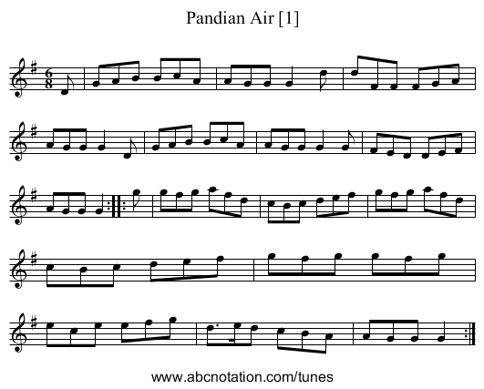 Pandian Air [1] - staff notation