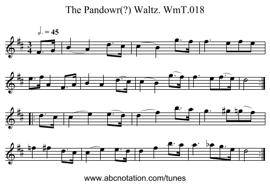 Pandowr(?) Waltz. WmT.018, The - staff notation