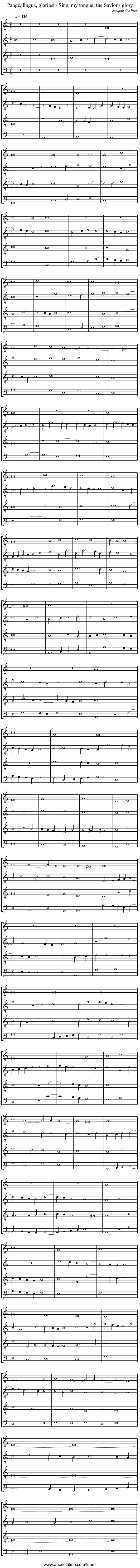 Pange, lingua, gloriosi / Sing, my tongue, the Savior's glory - staff notation