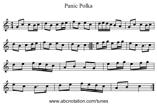 Panic Polka - staff notation