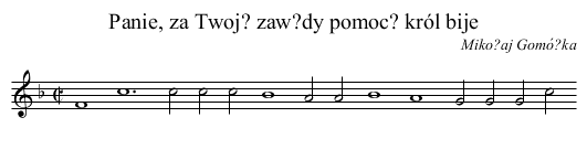 Panie, za Twoj? zaw?dy pomoc? król bije - staff notation