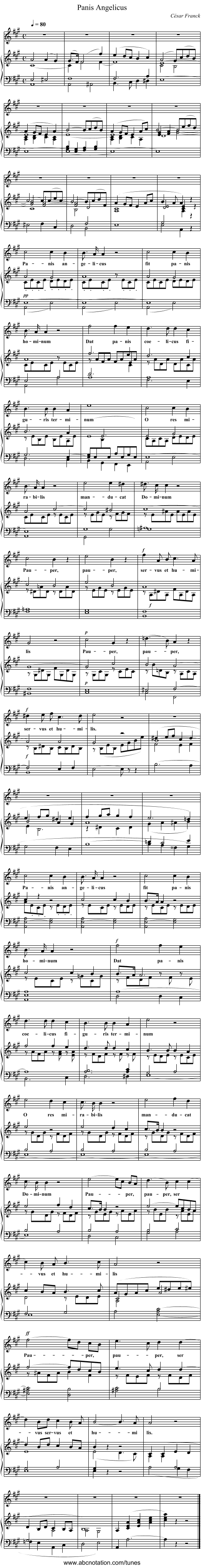 Panis Angelicus - staff notation