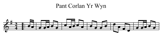 Pant Corlan Yr Wyn - staff notation