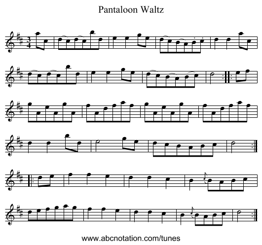 Pantaloon Waltz - staff notation