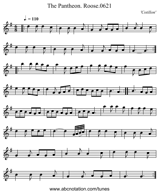 Pantheon. Roose.0621, The - staff notation