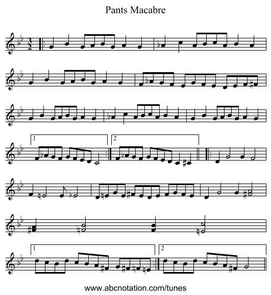 Pants Macabre - staff notation