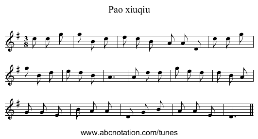 Pao xiuqiu - staff notation