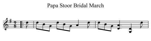 Papa Stoor Bridal March - staff notation