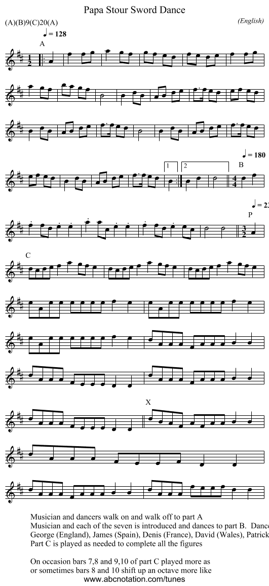 Papa Stour Sword Dance - staff notation