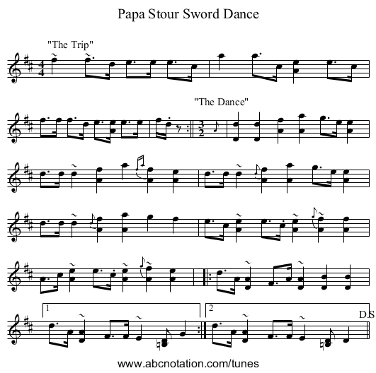 Papa Stour Sword Dance - staff notation