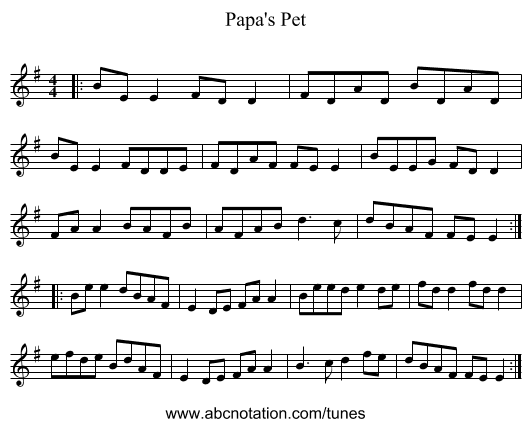 Papa's Pet - staff notation