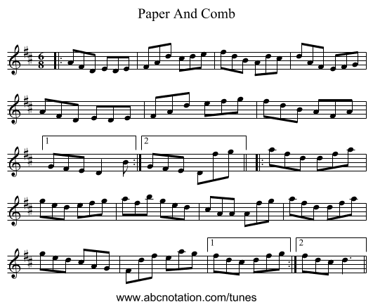 Paper And Comb - staff notation