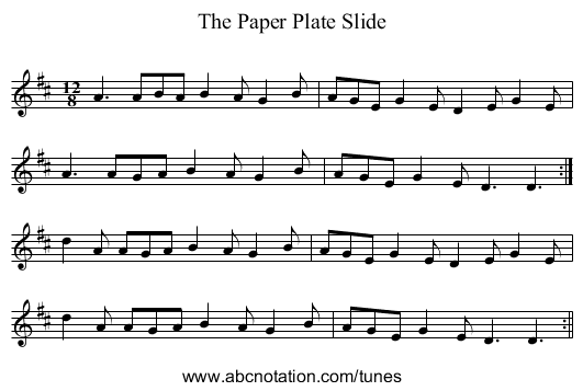 Paper Plate Slide, The - staff notation